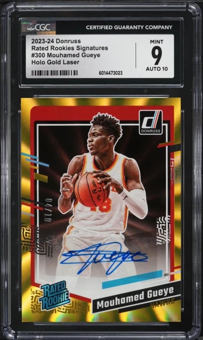 2023 Donruss Holo Gold Laser Mouhamed Gueye ROOKIE AUTO /10 #300 CGC 9 MINT
