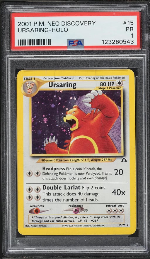 2001 Pokemon Neo Discovery Holo Ursaring #15 PSA 1 PR