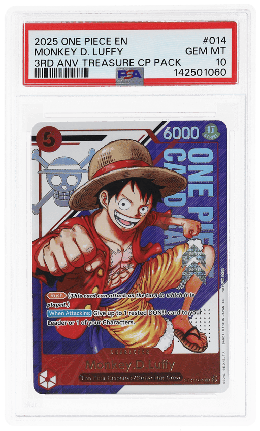 2025 One Piece 3rd Anniversary Treasure Campaign Pack Monkey D. Luffy #ST21014 PSA 10