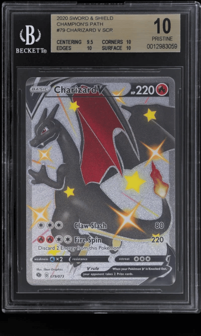 2020 Pokemon Sword and Shield Champion's Path Secret Rare Charizard V #79 BGS 10