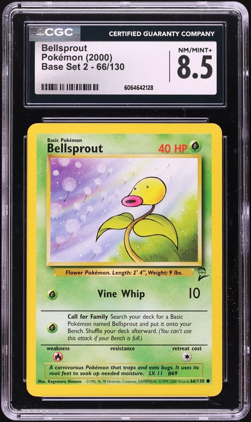 2000 Pokemon Base Set 2 Bellsprout #66 CGC 8.5 NM-MT+