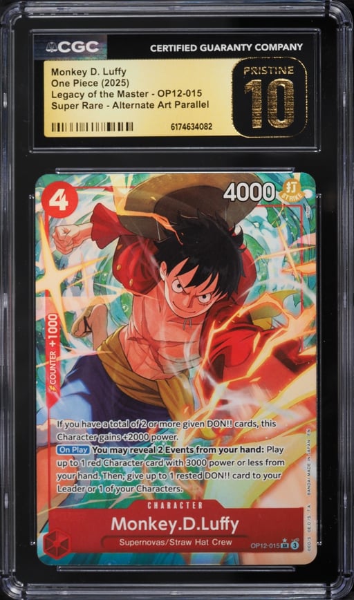 2025 One Piece Legacy Of The Master Alt Art Monkey D. Luffy #OP12-015 CGC 10 PRISTINE
