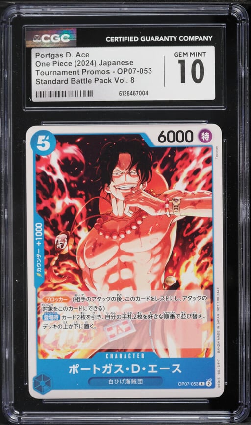 2024 One Piece Tournament Promos Standard Battle Pack Vol. 8 Portgas D. Ace #OP07-053 CGC 10 GEM MINT