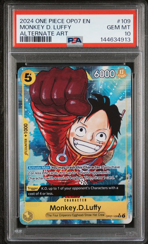 2024 ONE PIECE OP07-500 YEARS IN THE FUTURE 109 MONKEY D. LUFFY ALTERNATE ART PSA 10