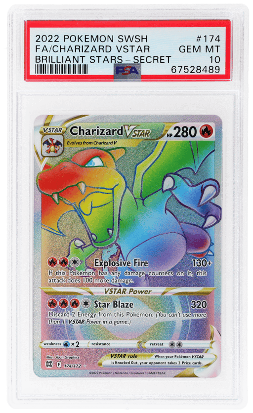 2022 Pokemon Sword and Shield Brilliant Stars Secret Rare Charizard Vstar #174 PSA 10