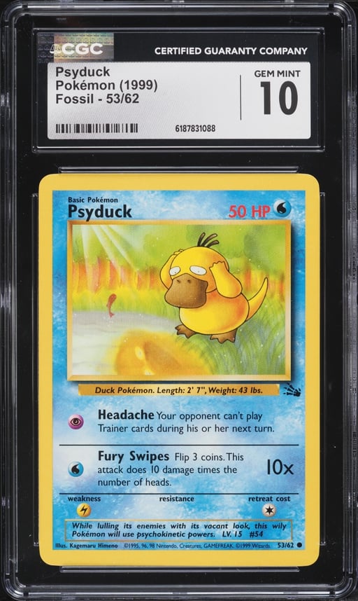1999 Pokemon Fossil Psyduck #53 CGC 10 GEM MINT