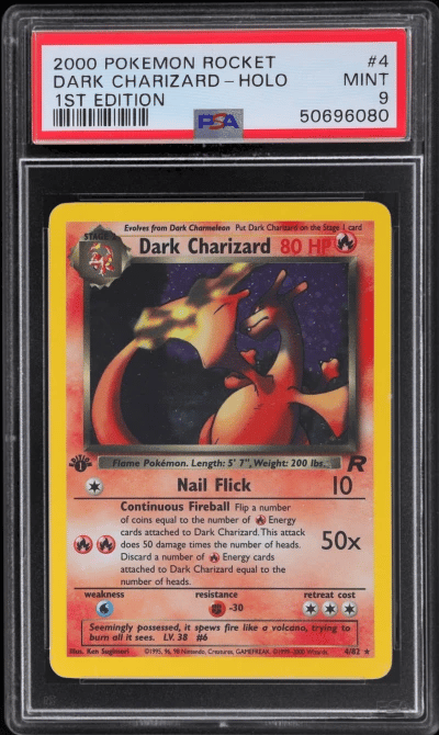 2000 Pokemon Team Rocket Holo 1st Edition Dark Charizard #4 PSA 9