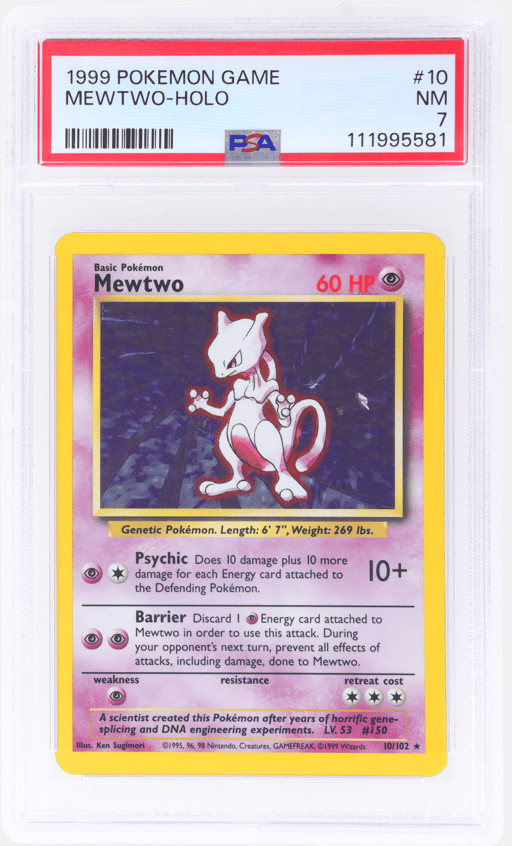 1999 Pokemon Base Set Holo Mewtwo #10 PSA 7