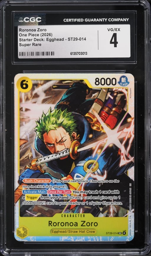 2026 One Piece Starter Deck Egghead SR Roronoa Zoro #ST29-014 CGC 4 VGEX