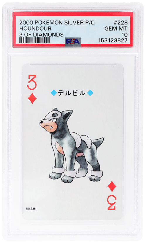 2000 Pokemon Silver Version Playing Cards 3 of Diamonds Houndour #228 PSA 10