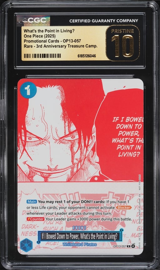2025 One Piece Promo 3rd Treasure Manga Alt Art What's The Point In Living? CGC 10 PRISTINE