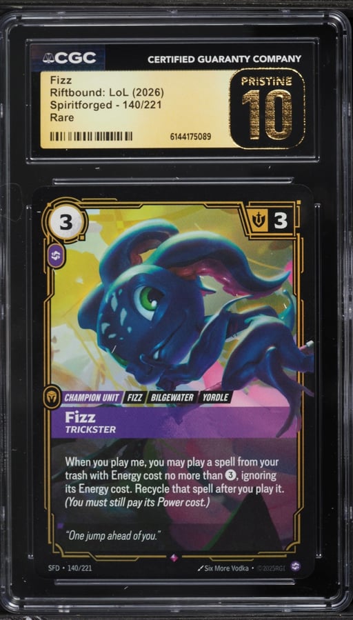 2026 Riftbound League Of Legends Spiritforged Fizz #140 CGC 10 PRISTINE