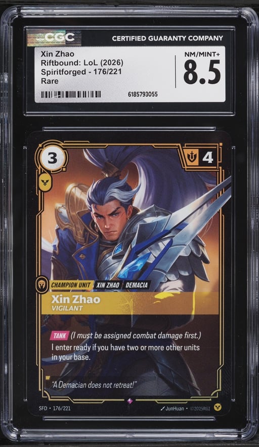 2026 Riftbound League Of Legends LoL Spiritforged Xin Zhao #176 CGC 8.5 NM-MT+