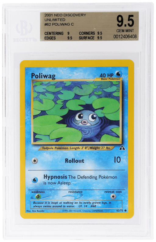 2001 Pokemon Neo Discovery Poliwag #62 BGS 9.5