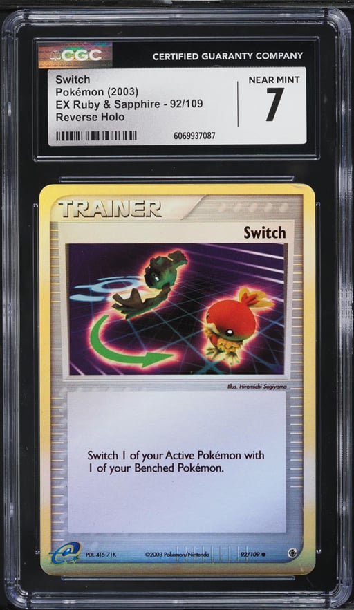 2003 Pokemon EX Ruby & Sapphire Reverse Holo Switch #92 CGC 7 NRMT
