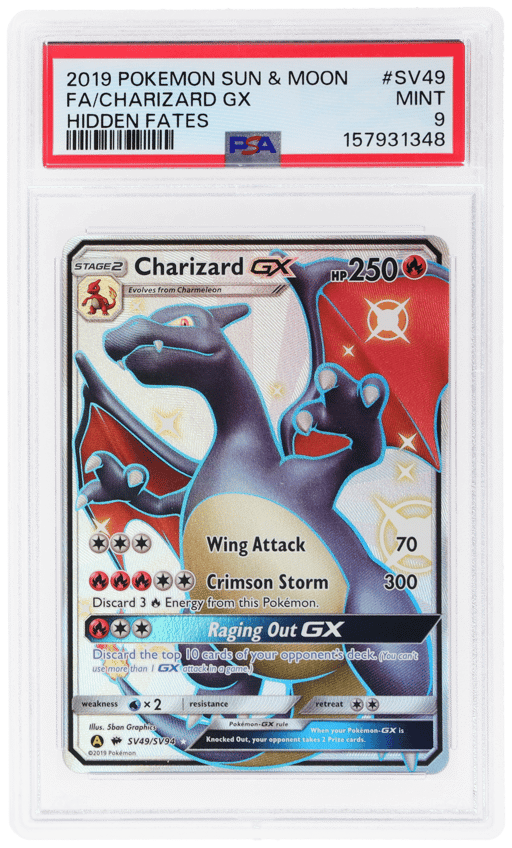 2019 Pokemon Sun and Moon Hidden Fates Shiny Vault Charizard Gx #SV49 PSA 9