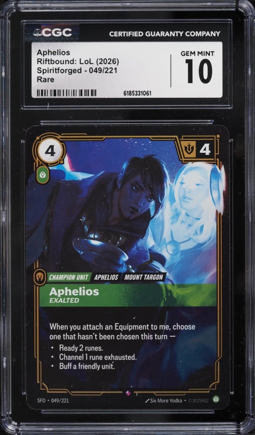 2026 Riftbound League Of Legends Spiritforged Aphelios #049 CGC 10 GEM MINT