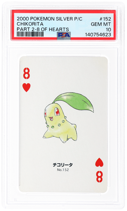 2000 Pokemon Silver Version Part 2 Playing Cards 8 of Hearts Chikorita #152 PSA 10
