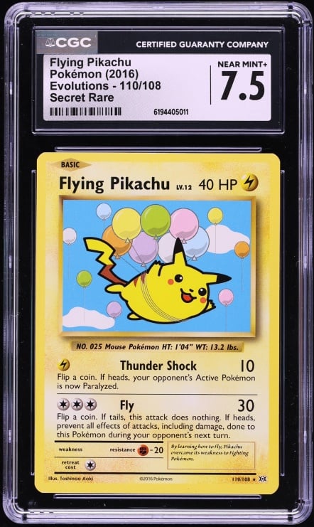 2016 Pokemon XY Evolutions SEC Flying Pikachu #110 CGC 7.5 NRMT+