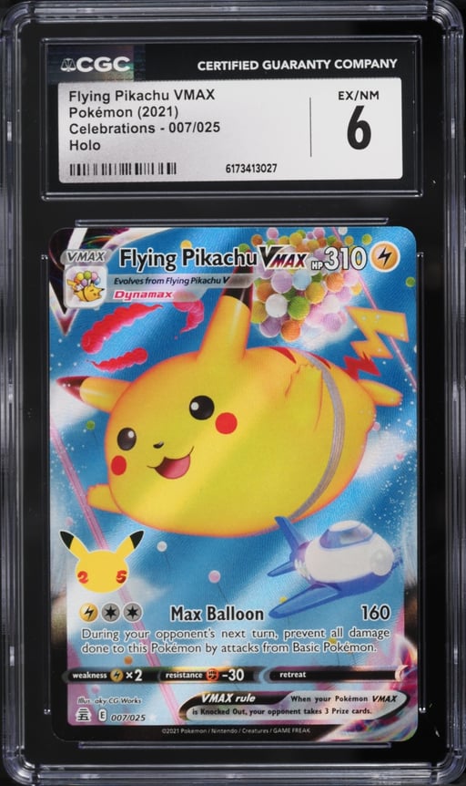 2021 Pokemon Sword & Shield Celebrations Full Art Flying Pikachu VMAX #7 CGC 6 EXMT