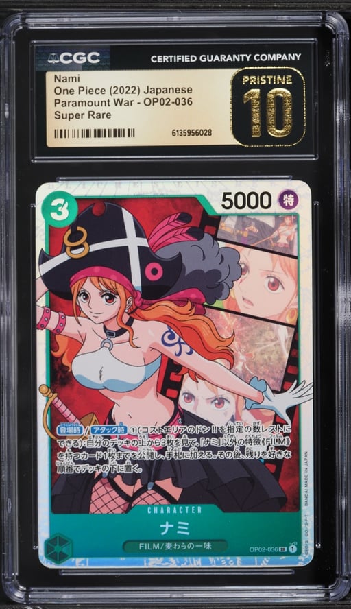 2022 One Piece Japanese Paramount War SR Nami #OP02-036 CGC 10 PRISTINE