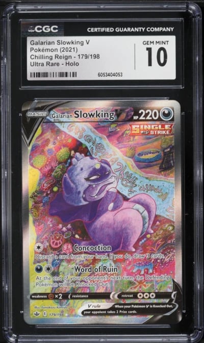 2021 Pokemon Sword & Shield Chilling Reign Full Art Galarian Slowking V #179 CGC 10 GEM MINT