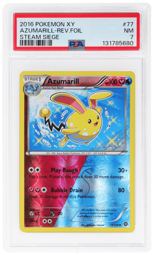 2016 Pokemon XY Steam Siege Reverse Holo Azumarill #77 PSA 7