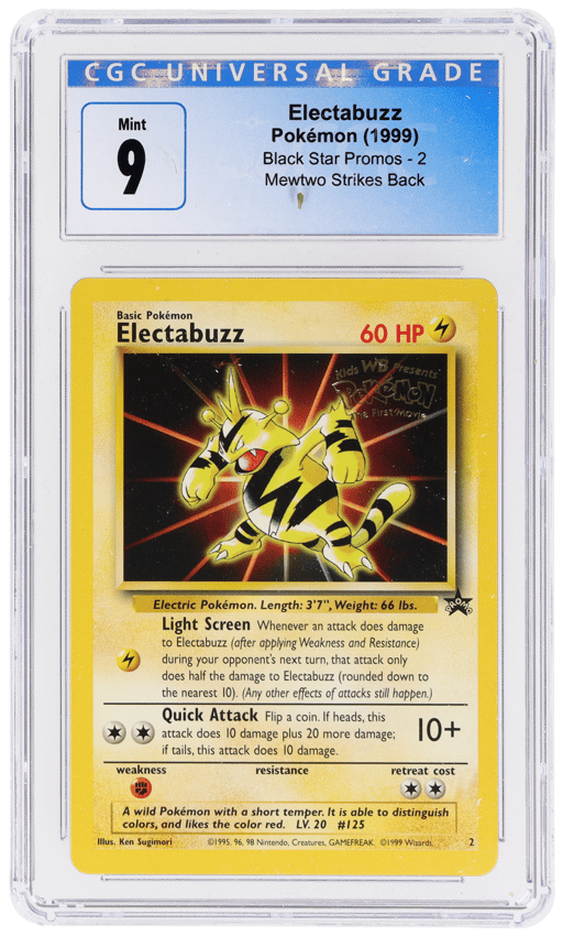 1999 Pokemon Wizards of the Coast Black Star Promo Mewtwo Strikes Back Electabuzz #2 CGC 9