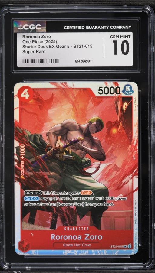 2025 One Piece Starter Deck EX Gear 5 SR Roronoa Zoro #ST21-015 CGC 10 GEM MINT
