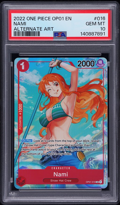 2022 ONE PIECE OP01-ROMANCE DAWN 016 NAMI ALTERNATE ART PSA 10