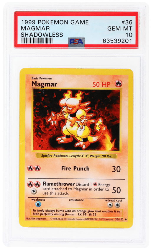 1999 Pokemon Base Set Shadowless Magmar #36 PSA 10
