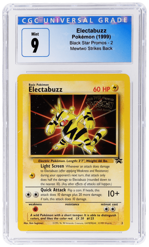 1999 Pokemon Wizards of the Coast Black Star Promo Mewtwo Strikes Back Electabuzz #2 CGC 9