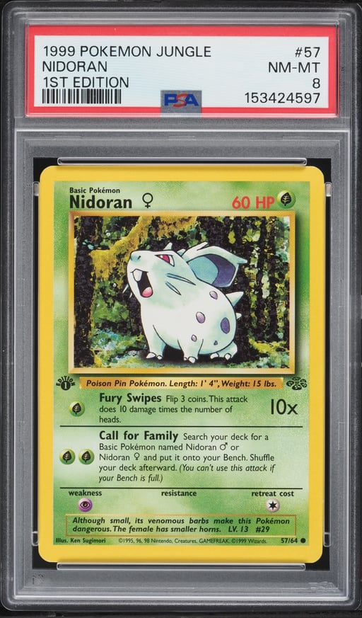 1999 Pokemon Jungle 1st Edition Nidoran #57 PSA 8 NM-MT