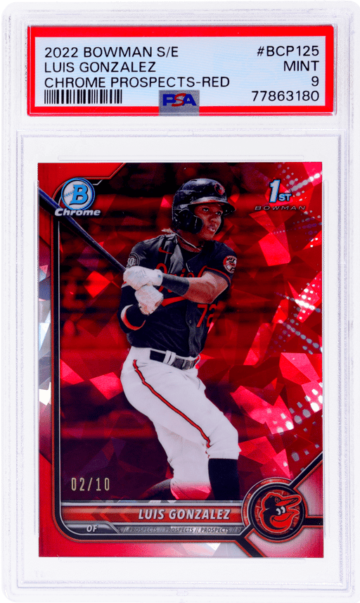 2022 Bowman Sapphire Chrome Prospect Red Refractor Luis Gonzalez #BCP125 2/10 PSA 9