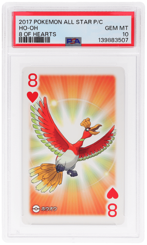 2017 Pokemon All Star Playing Cards Eight of Hearts Ho-Oh PSA 10