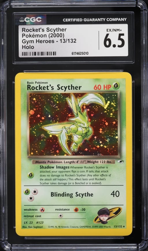 2000 Pokemon Gym Heroes Holo Rocket's Scyther #13 CGC 6.5 EXMT+