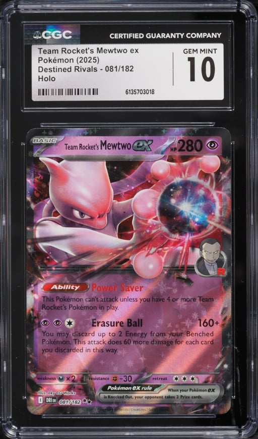 2025 Pokemon Scarlet & Violet Destined Rivals Holo Team Rocket's Mewtwo ex #81 CGC 10 GEM MINT