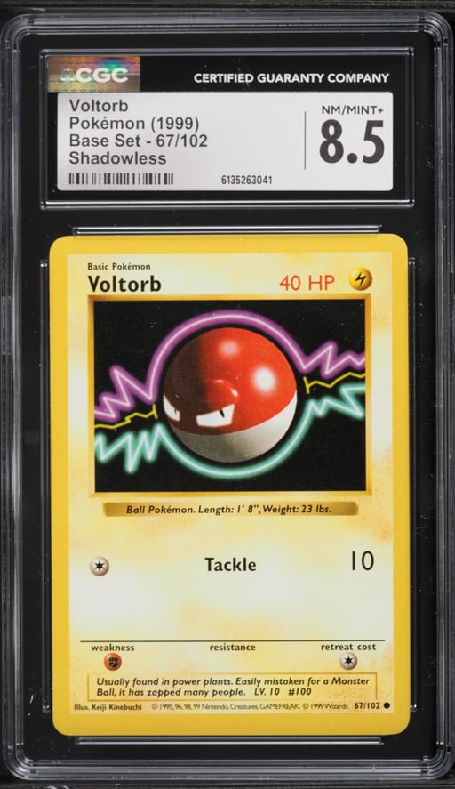 1999 Pokemon Base Set Shadowless Voltorb #67 CGC 8.5 NM-MT+