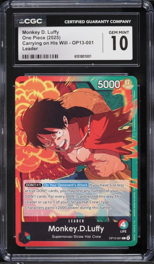 2025 One Piece Carrying On His Will Leader Monkey D. Luffy #OP13-001 CGC 10 GEM MINT