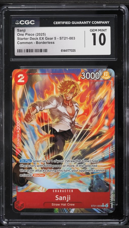 2025 One Piece Starter Deck EX Gear 5 Borderless Alt Art Sanji #ST21-003 CGC 10 GEM MINT