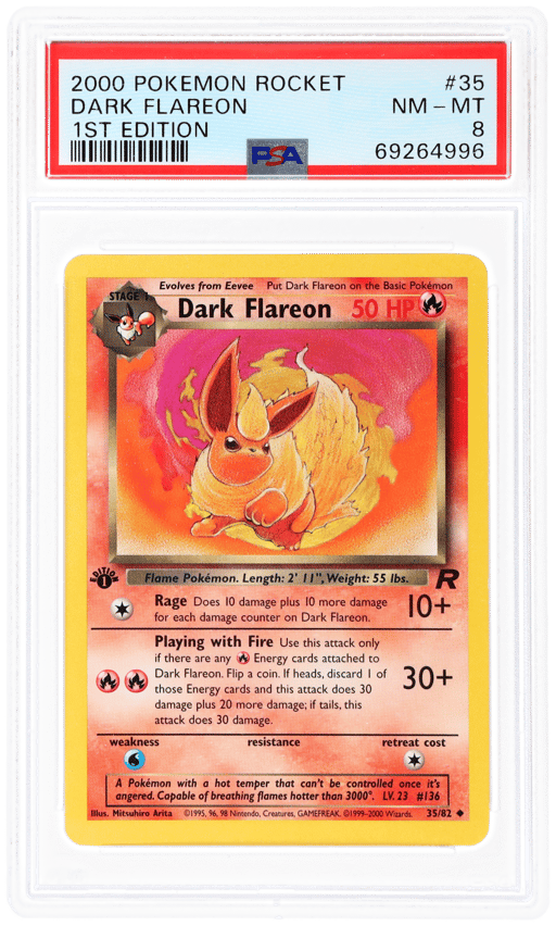 2000 Pokemon Team Rocket 1st Edition Dark Flareon #35 PSA 8