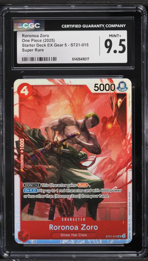 2025 One Piece Starter Deck EX Gear 5 SR Roronoa Zoro #ST21-015 CGC 9.5 MINT+