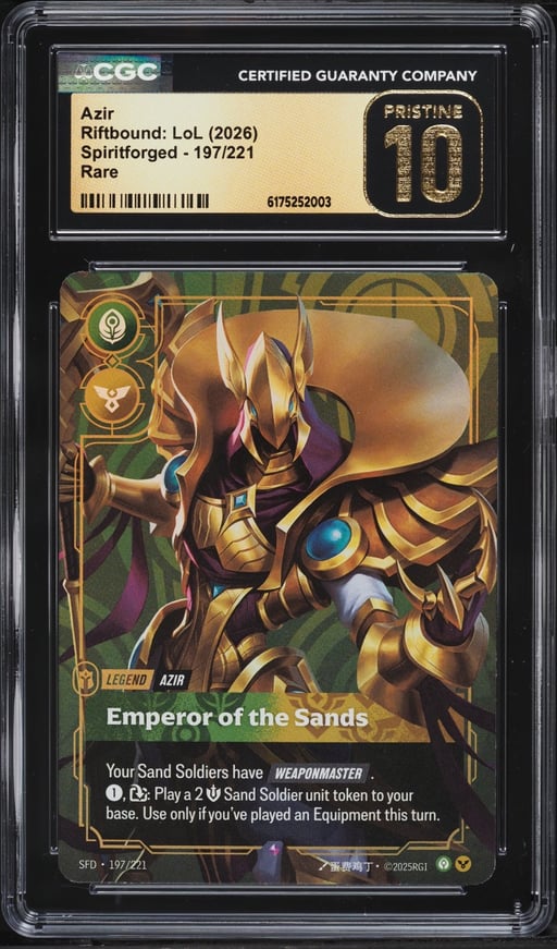 2026 Riftbound League Of Legends Spiritforged Azir #197 CGC 10 PRISTINE
