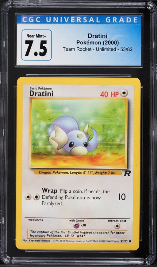 2000 Pokemon Team Rocket Dratini #53 CGC 7.5 NRMT+