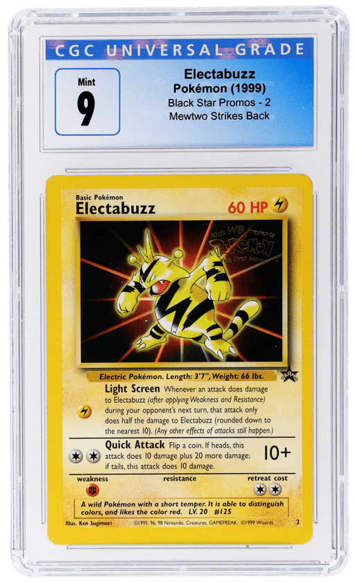 1999 Pokemon Wizards of the Coast Black Star Promo Mewtwo Strikes Back Electabuzz #2 CGC 9