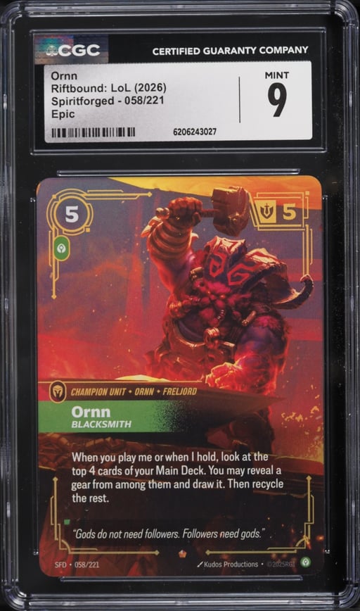 2026 Riftbound League Of Legends LoL Spiritforged  Ornn #58 CGC 9 MINT