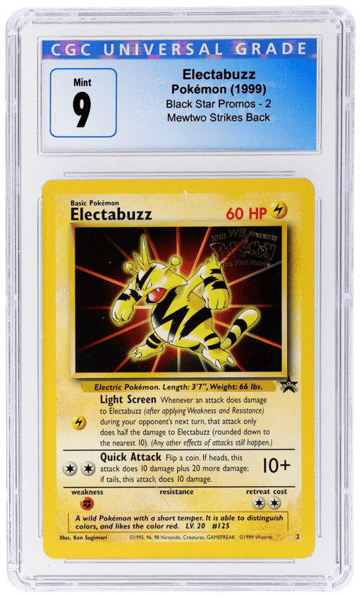 1999 Pokemon Wizards of the Coast Black Star Promo Mewtwo Strikes Back Electabuzz #2 CGC 9