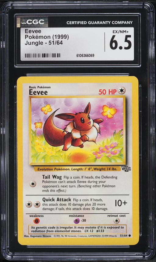 1999 Pokemon Jungle Eevee #51 CGC 6.5 EXMT+