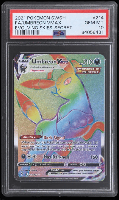 2021 Pokemon Sword and Shield Evolving Skies Rainbow Rare Umbreon Vmax #214 PSA 10