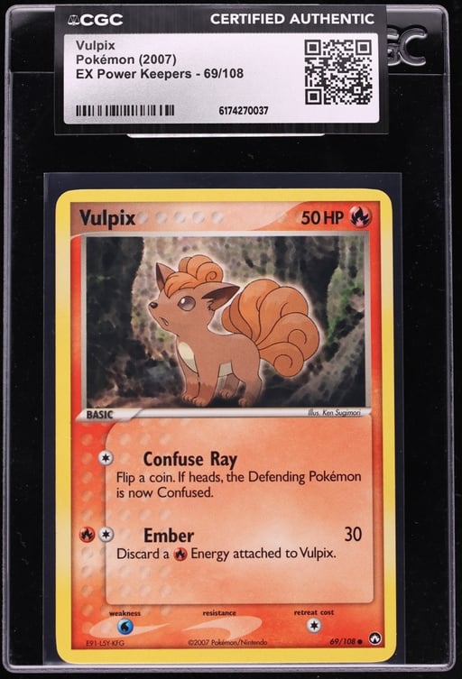 2007 Pokemon EX Power Keepers Vulpix #69 CGC AUTH